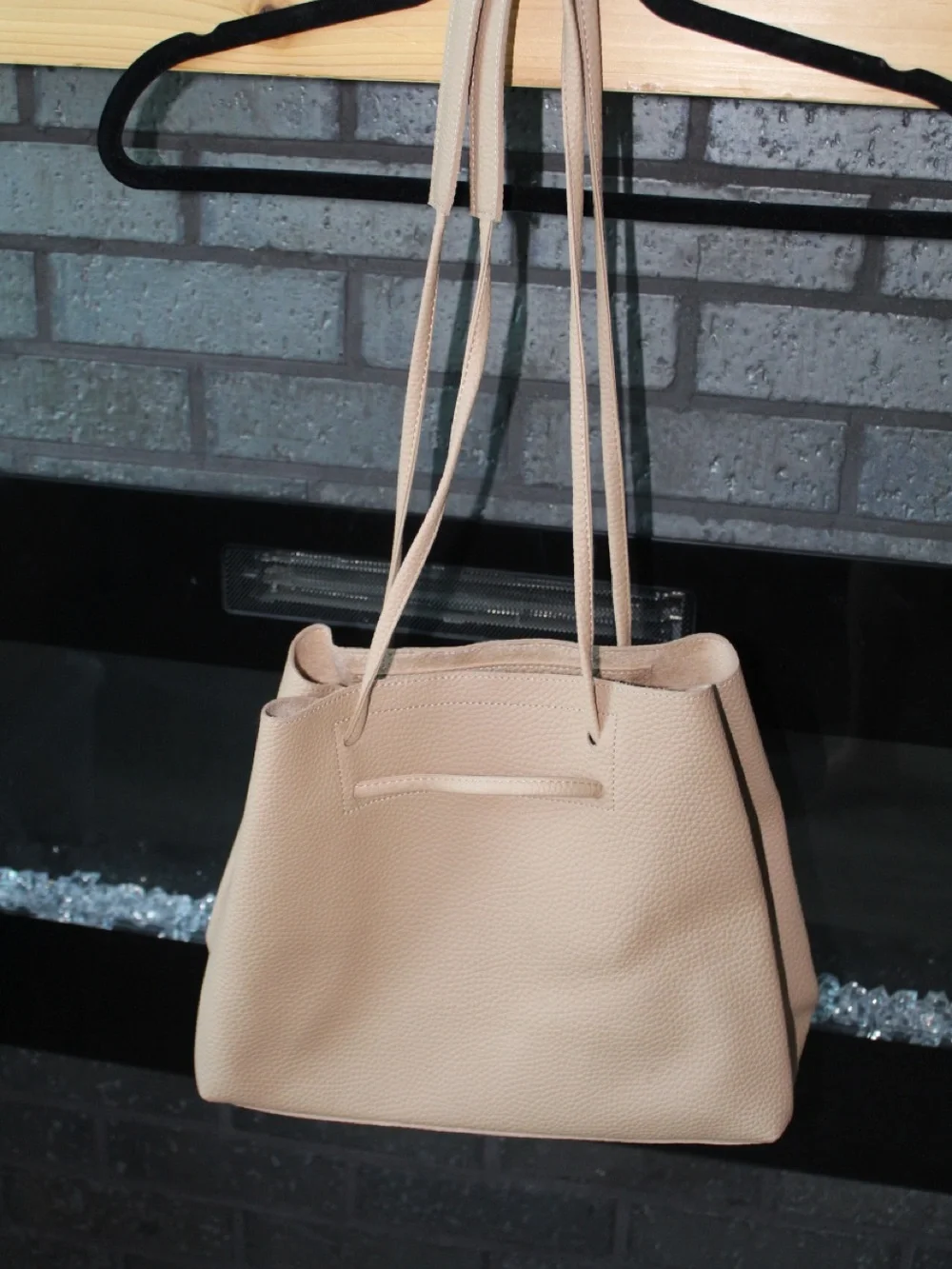 8 Other Reasons Beige Pebbled Tote Shoulder Bag
